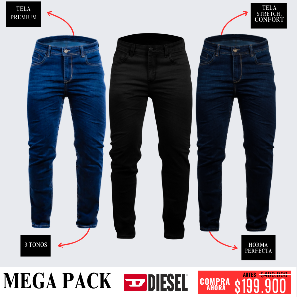PACK X3 JEANS DIESSEL MODA