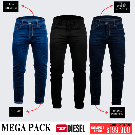 PACK X3 JEANS DIESSEL MODA