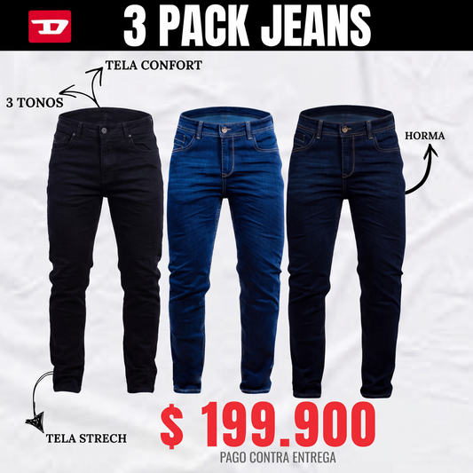 PACK X3 JEANS DIESSEL MODA